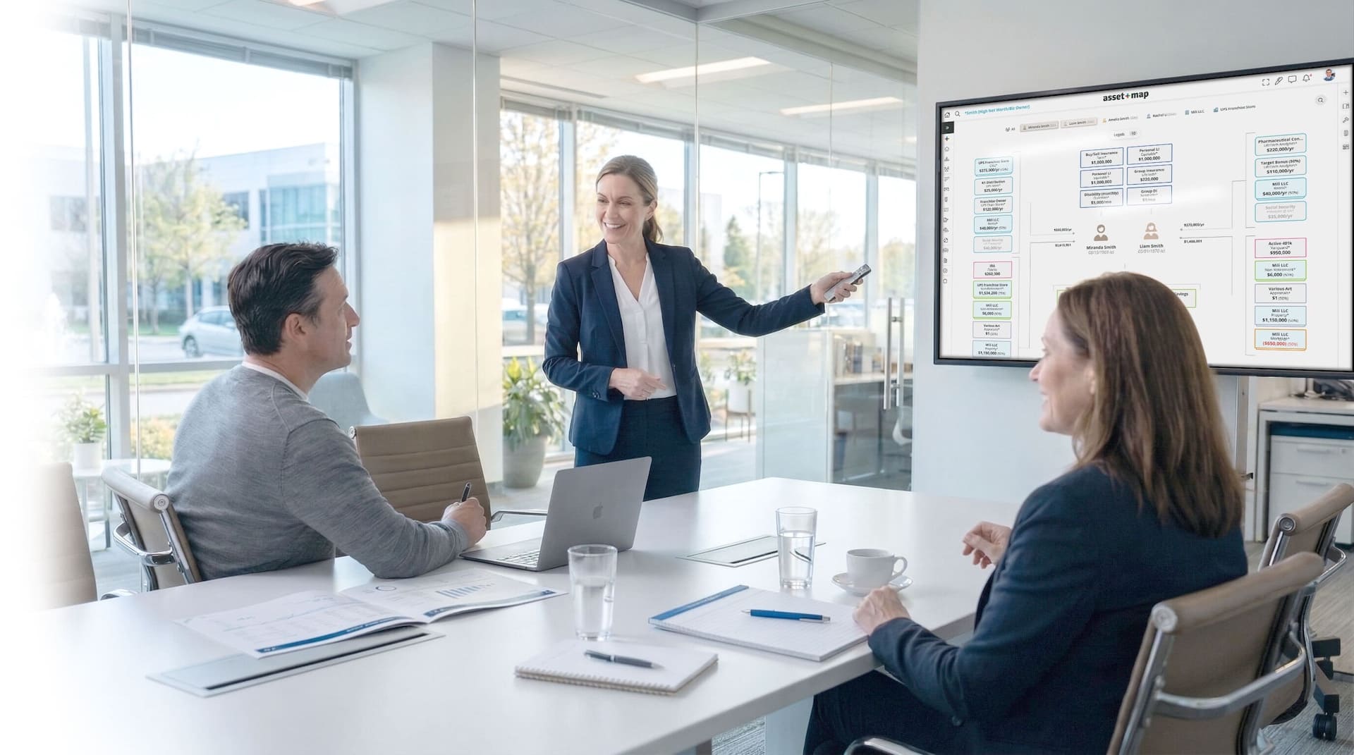 Business team reviewing growth charts and market strategy