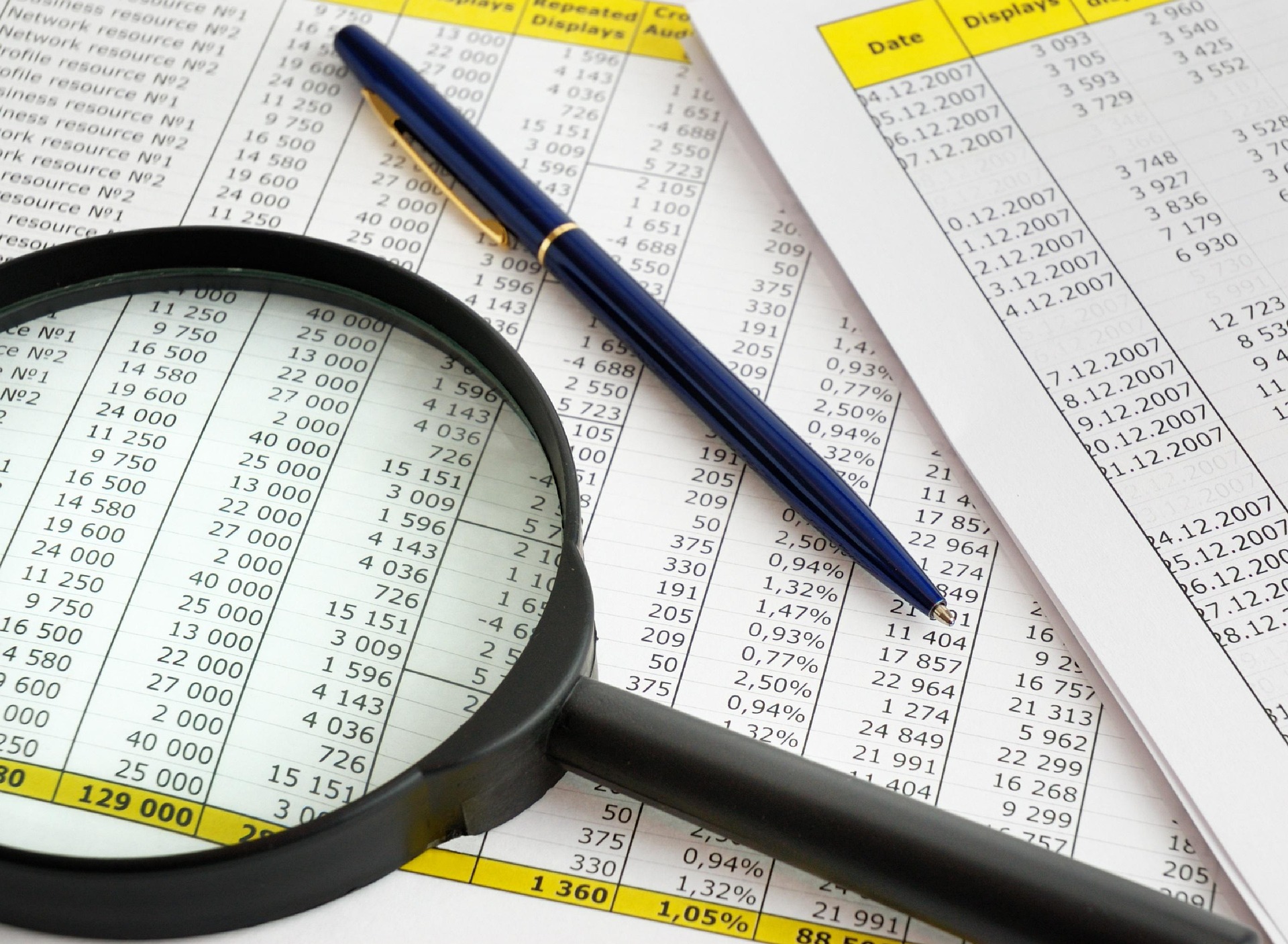 Tax documents and financial records prepared for small business planning